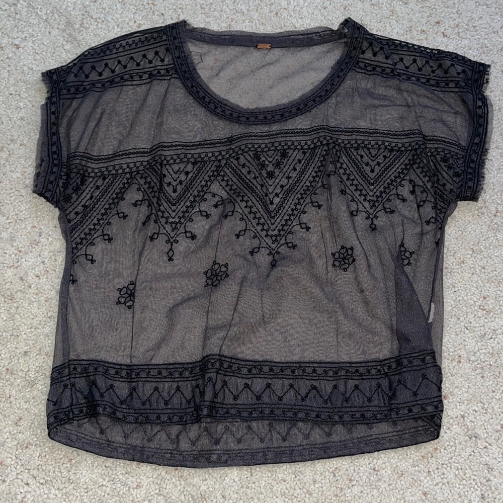 Free People Sheer Embroidered Top